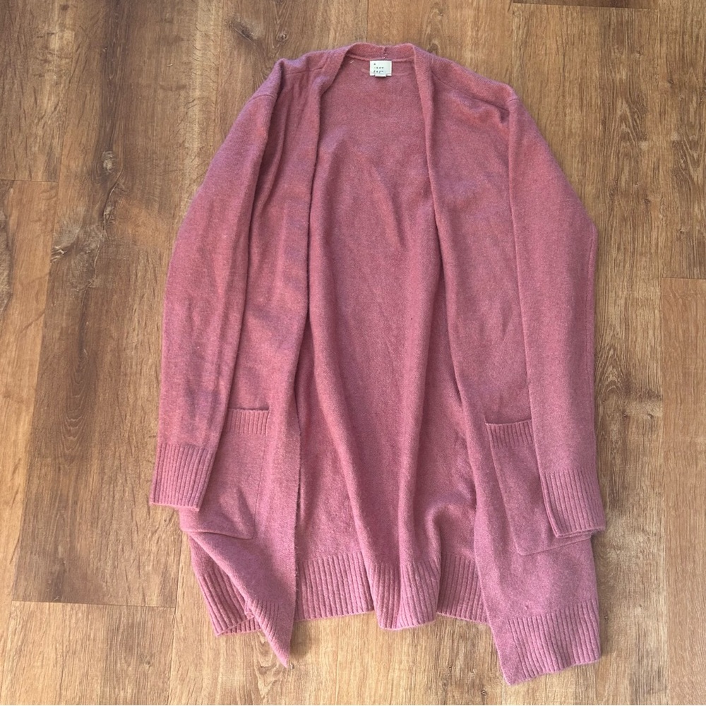 pink open-front cardigan!